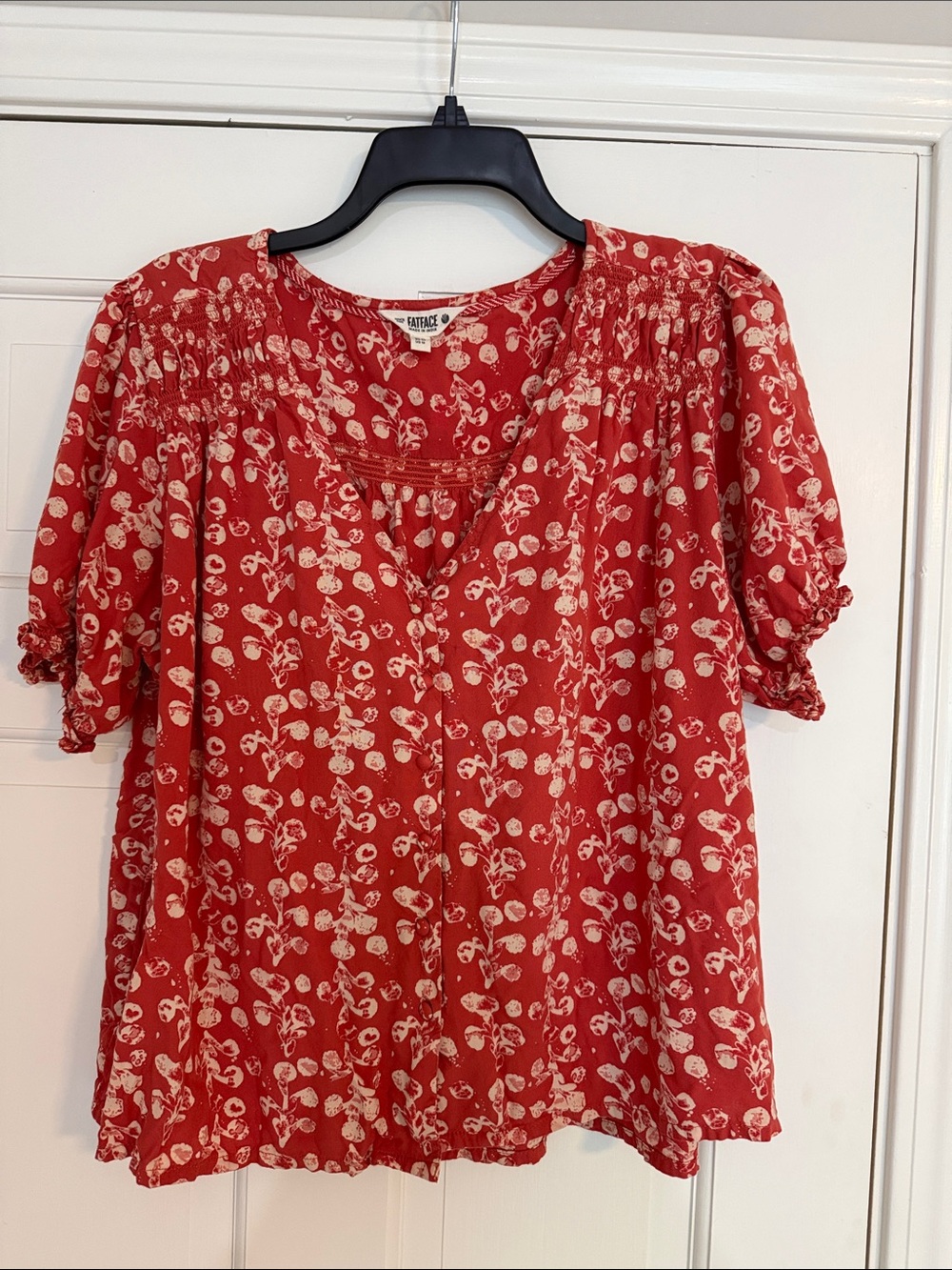 Fat Face Jade Orange Bloom Blouse